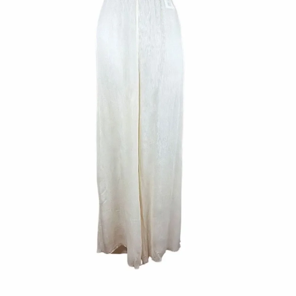 NWT Zara Studio Limited Edition Semi-Sheer Crinkled Wide Leg Pants Ivory Cream S